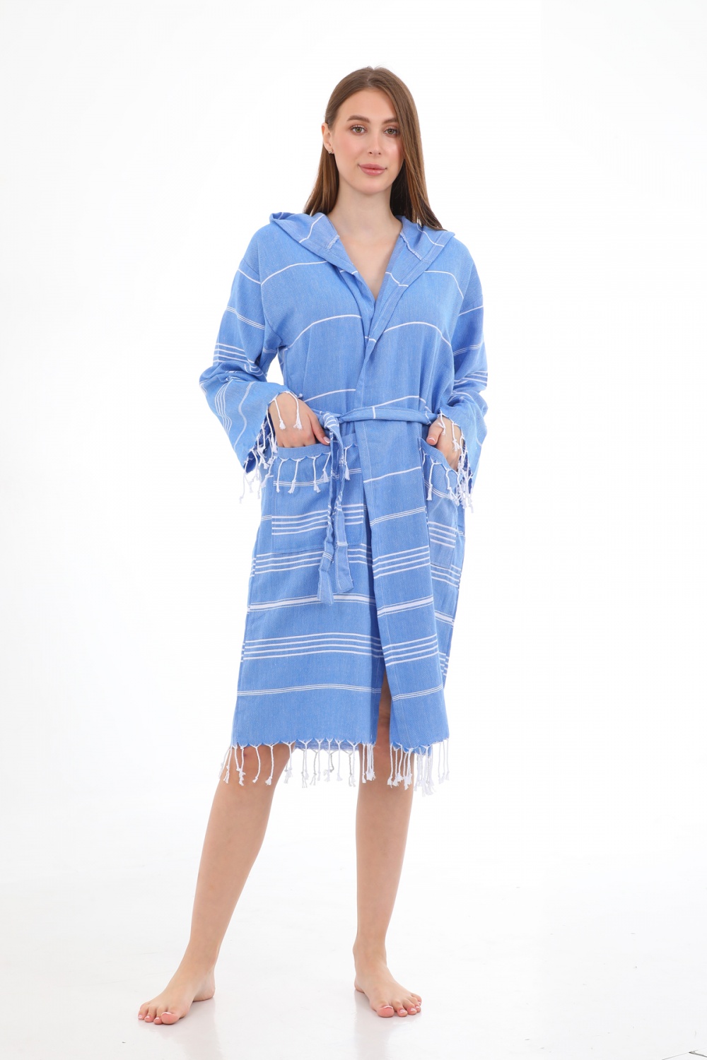 [CHAPUTS Didyma Blue Bathrobe Chaputs] Peshtemal Turkish Towel